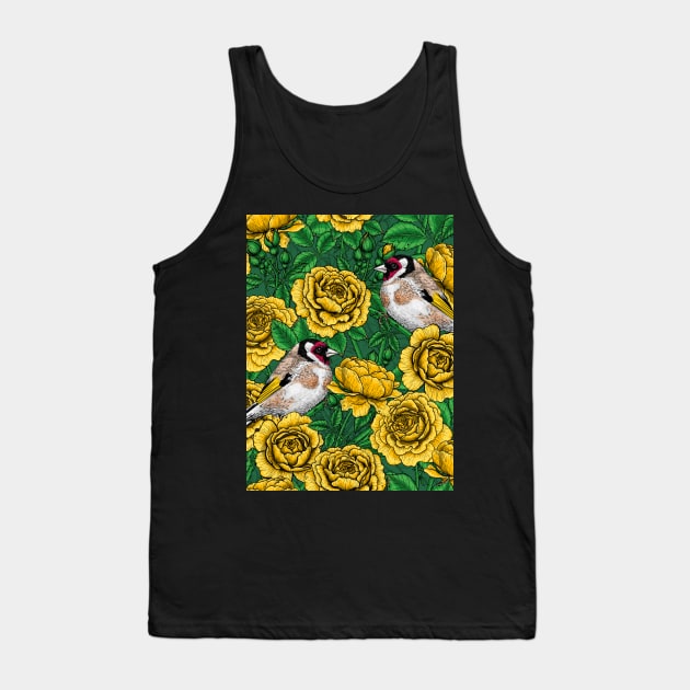 Yellow Rose flowers and goldfinch birds Tank Top by katerinamk